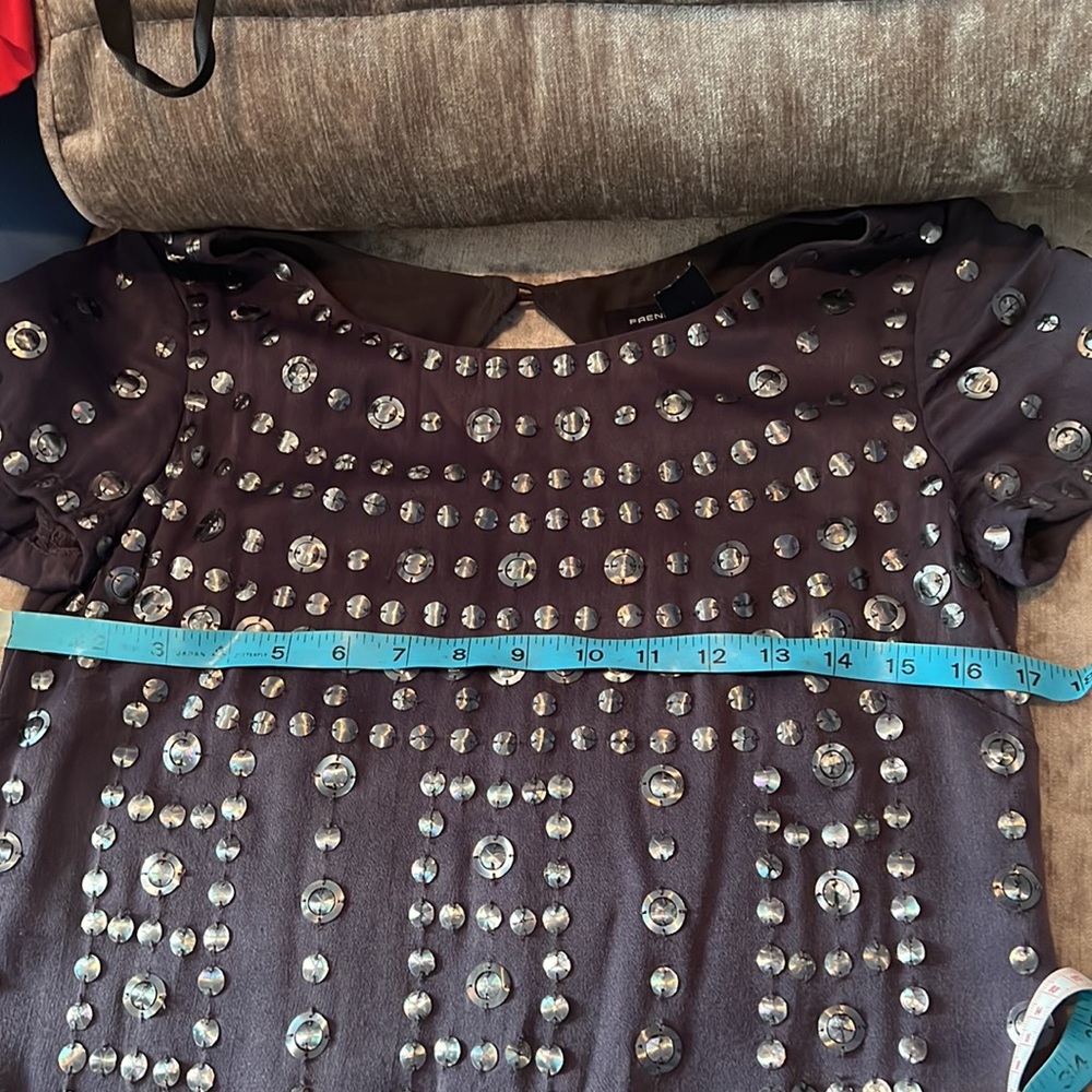 🎉 French Connection size 2 grey with sequins tank mini dress 🎉 - Picture 10 of 12